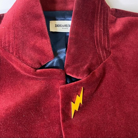 Zadig & Voltaire Vollys Velours Red Velvet Blazer - Picture 4 of 13